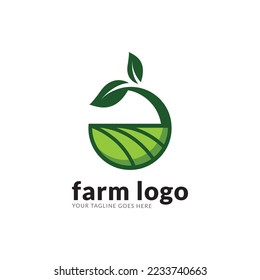 Logo with the image of the field for farms. Vector illustration