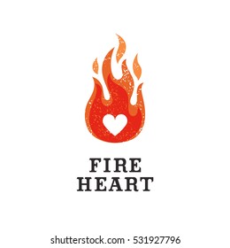 The logo with the image of a fiery heart.