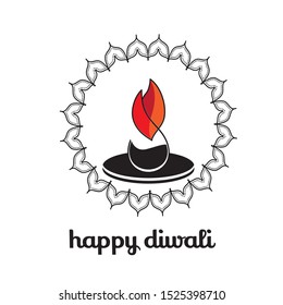 The logo image of the fire lamp that emits light shining around its surroundings, is perfect for celebrating the Hindu holy day in India