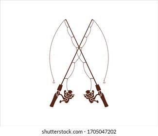logo image fishing rod vector flat