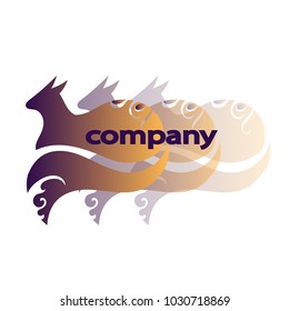 Logo with the image of a fox. The beast is a fluffy silhouette. Vector illustration.