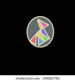 ilustración de logotipo fusión triangular en fondo negro