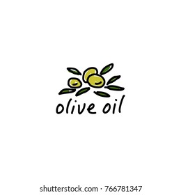 Logo with the image of olives and leaves of a tree.