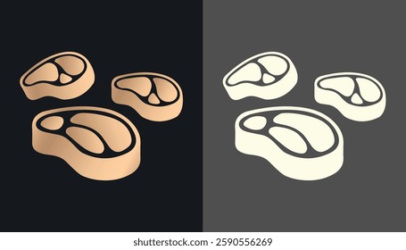 logo image of pieces of beef and goat with a beautiful gold texture on a black and white background