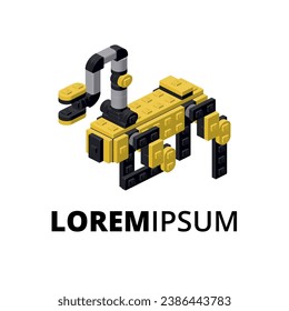 logo with the image of a robot in isometry. Vector
