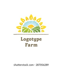 The logo with the image of sunflowers and fields