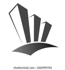 logo image of three buildings with a highway