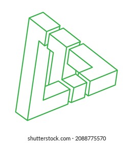 Logo. Impossible shapes, optical illusion triangle, vector. Optical art objects. Geometric figures. Line art.