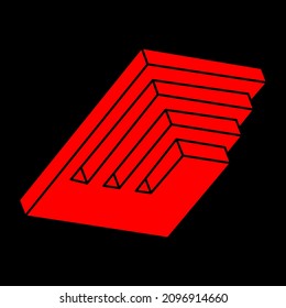Logo. Impossible shapes, optical illusion, vector. Optical art objects. Geometric figures. Line art.