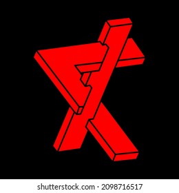 Logo. Impossible shapes, optical illusion, vector. Optical art object. Geometric figure. Line art.