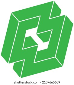 Logotipo. Formas imposibles, ilusión óptica, vector. Objetos de arte óptico. Cifras geométricas. Arte de línea.