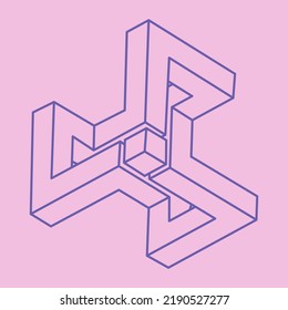 Logo. Impossible shapes, optical illusion, vector modern pattern. Optical art object. Geometric figure. Line art.