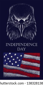 The logo Independence eagle Day July 4th for tattoo or T-shirt design or outwear.  Cute print Independence eagle Day July 4th style background.