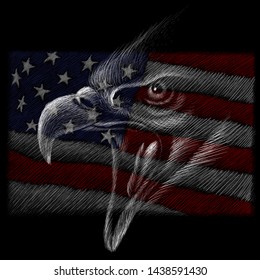 The logo Independence eagle Day July 4th for tattoo or T-shirt design or outwear.  Cute print Independence eagle Day July 4th style background.