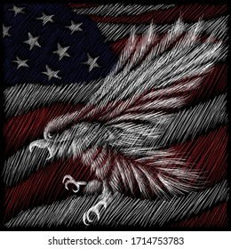 The logo Independence eagle Day July 4th for tattoo or T-shirt design or outwear.  Cute print Independence eagle Day July 4th style background