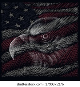 The logo Independence eagle Day July 4th for tattoo or T-shirt design or outwear.  Cute print Independence eagle Day July 4th style background.