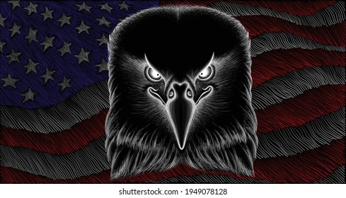 The logo Independence eagle Day July 4th for tattoo or T-shirt design or outwear.  Cute print Independence eagle Day July 4th style background US flag on USA.