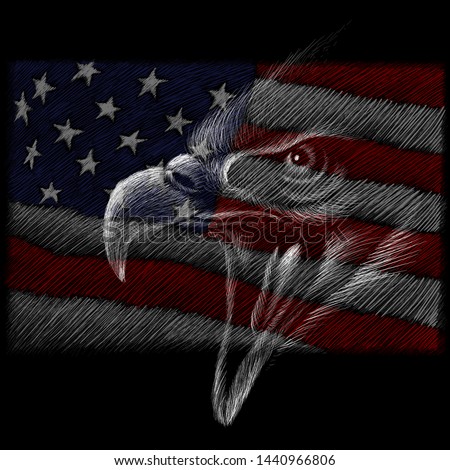 The logo Independence eagle Day July 4th for tattoo or T-shirt design or outwear.  Cute print Independence eagle Day July 4th style background.