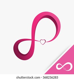 Logo infinity with heart love on white background Vector illustration
