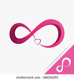 Logo infinity with heart love on white background Vector illustration