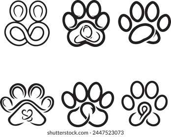 logo infinity signo dentro del tatuaje, arte de línea de perro paw print