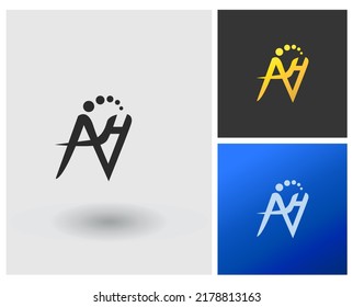 Logotipo inicial del monograma moderno AH para el logotipo de la compañía