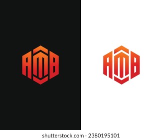 Logo initial amb,  for company red color and hexagon shape