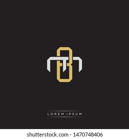 Logo initial BM B M MB monogram letter vintage style gold and grey colors isolated on black background