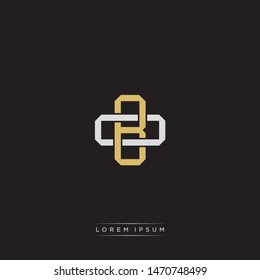 Logo initial BO B O OB monogram letter vintage style gold and grey colors isolated on black background