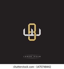 Logo initial BW B W WB monogram letter vintage style gold and grey colors isolated on black background