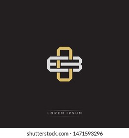 Logo initial CB C B BC monogram letter vintage style gold and grey colors isolated on black background
