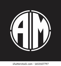 AM Logo initial with circle line cut design template