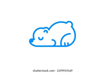 Logo Initial Cloud and Sleeping Bear, Creative logo, Business, start up, Editable color. easy to use. Let's make your design easier.