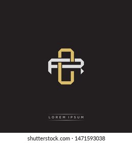 Logo initial CR C R RC monogram letter vintage style gold and grey colors isolated on black background