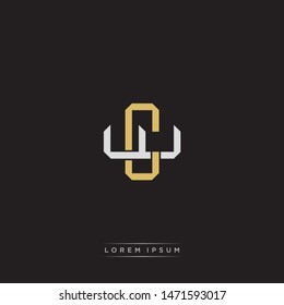 Logo initial CW C W WC monogram letter vintage style gold and grey colors isolated on black background