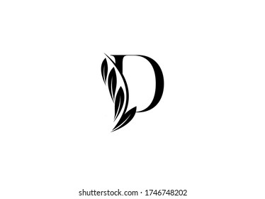 Logo Initial D letter minimalist beauty flourishes monogram