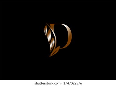 Logo Die erste D-Buchstabe minimalistische Schönheit blüht goldenes Monogramm