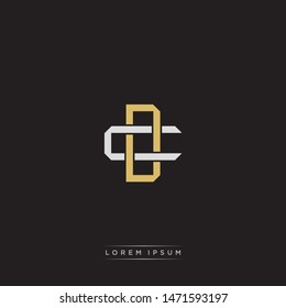 Logo initial DC D C CD monogram letter vintage style gold and grey colors isolated on black background