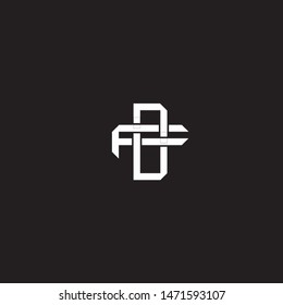 Logo initial DF D F FD monogram locked style with black and white colors