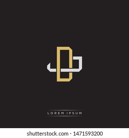 Logo initial DJ D J JD monogram letter vintage style gold and grey colors isolated on black background