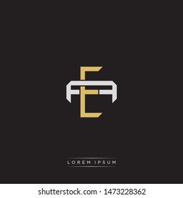 Logo initial EA E A AE monogram letter vintage style gold and grey colors isolated on black background