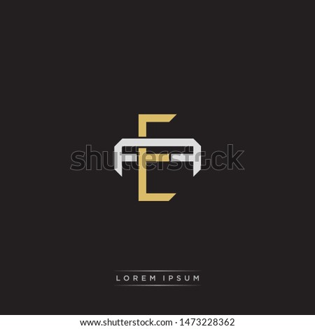 Logo initial EA E A AE monogram letter vintage style gold and grey colors isolated on black background