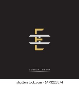 Logo initial EI E I IE monogram letter vintage style gold and grey colors isolated on black background