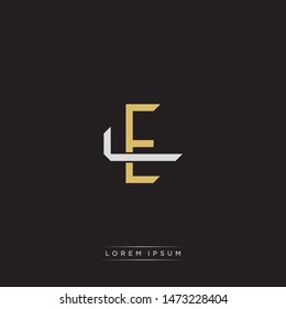 Logo initial EL E L LE monogram letter vintage style gold and grey colors isolated on black background