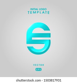 Logo initial es template with gradient style color blue vector eps 10