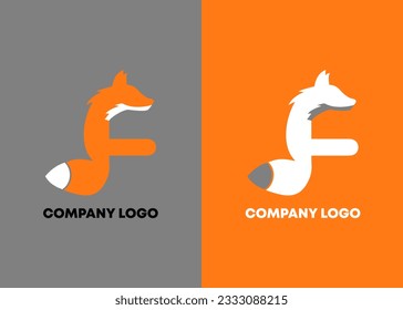 logo initial F combine with  fox for logo template
