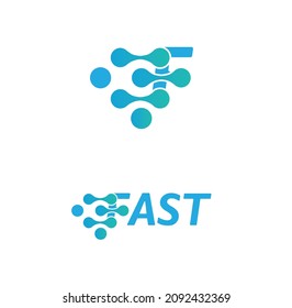 Logo initial F letter, with gradient color, fast, forward concept, connection