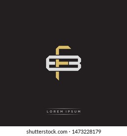 Logo initial FB F B BF monogram letter vintage style gold and grey colors isolated on black background