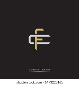 Logo initial FC F C CF monogram letter vintage style gold and grey colors isolated on black background