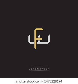 Logo initial FW F W WF monogram letter vintage style gold and grey colors isolated on black background